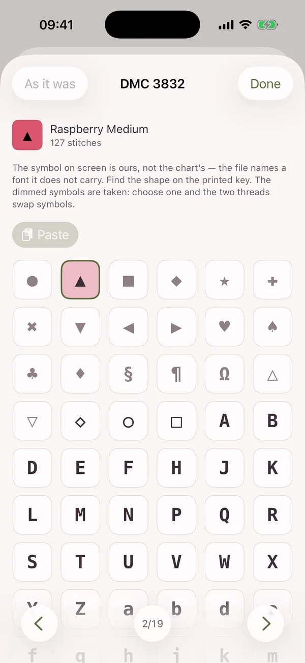 Choosing a new symbol for a thread